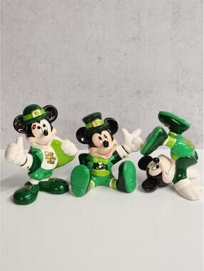 Vintage Mickey Mouse St. Patrick's Day Figurines Set of 3